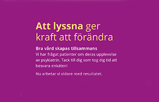 Text som tackar alla som deltagit i den nationella patientenkäten. Ligger på en lila bakgrund. 