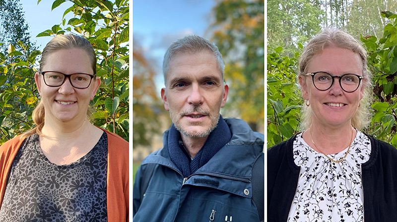 Från vänster forskarna Moa Wahlqvist, Mattias Ehn och Agneta Anderzén Carlsson. Foto: privat.