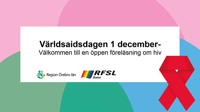 Logtyp för världsaidsdagen som uppmärksammas med öppenföreläsning den 1 december