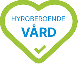 Hjärta med text hyroberoende vård