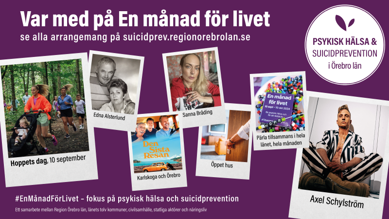 Affisch med bilder på aktiviteter under En månad för livet.